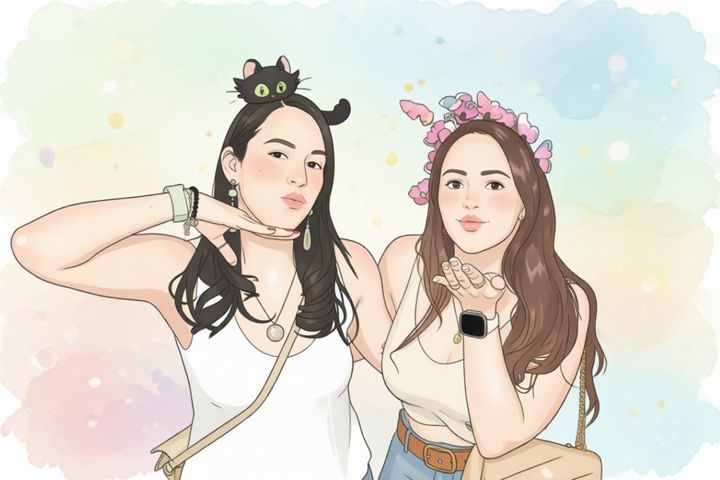 A booth photo in the Storybook Anime style